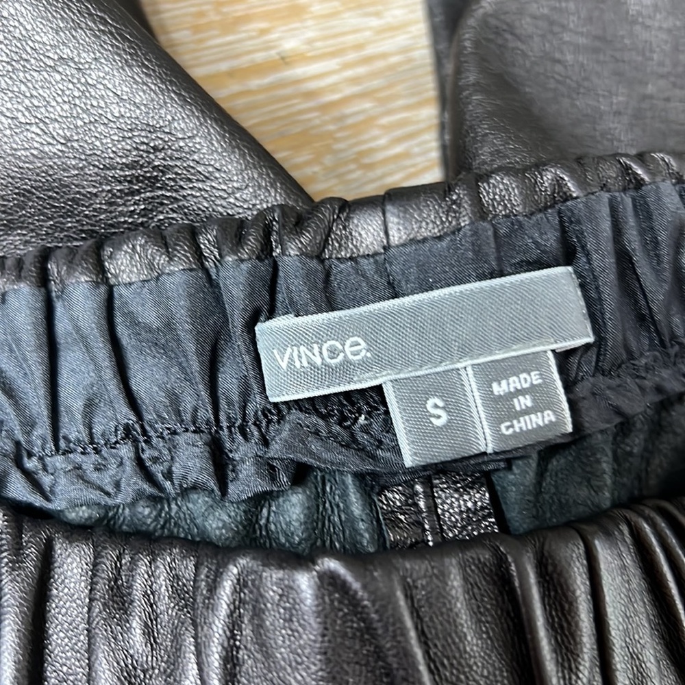 VINCE Black Leather Relaxed Elastic Waist Jogging Pants S - Picture 11 of 16
